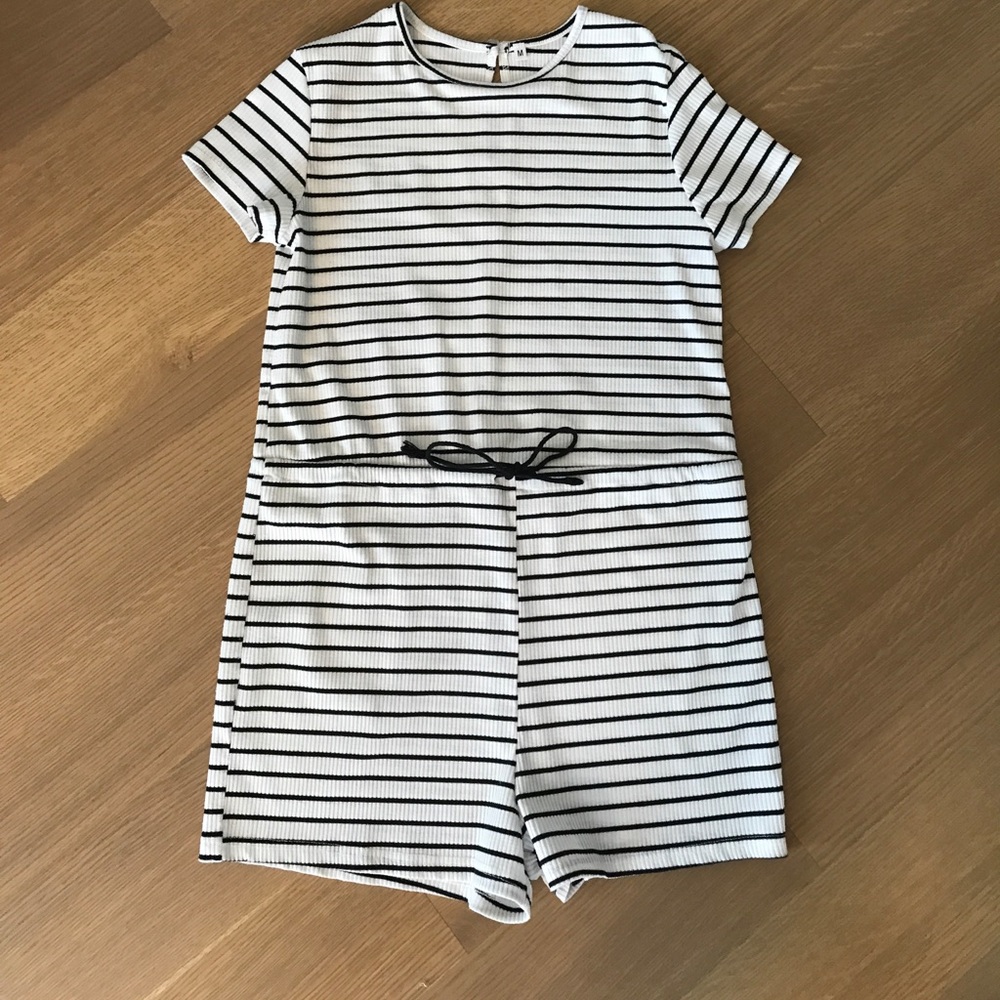 Women’s Striped Black and White Romper Medium